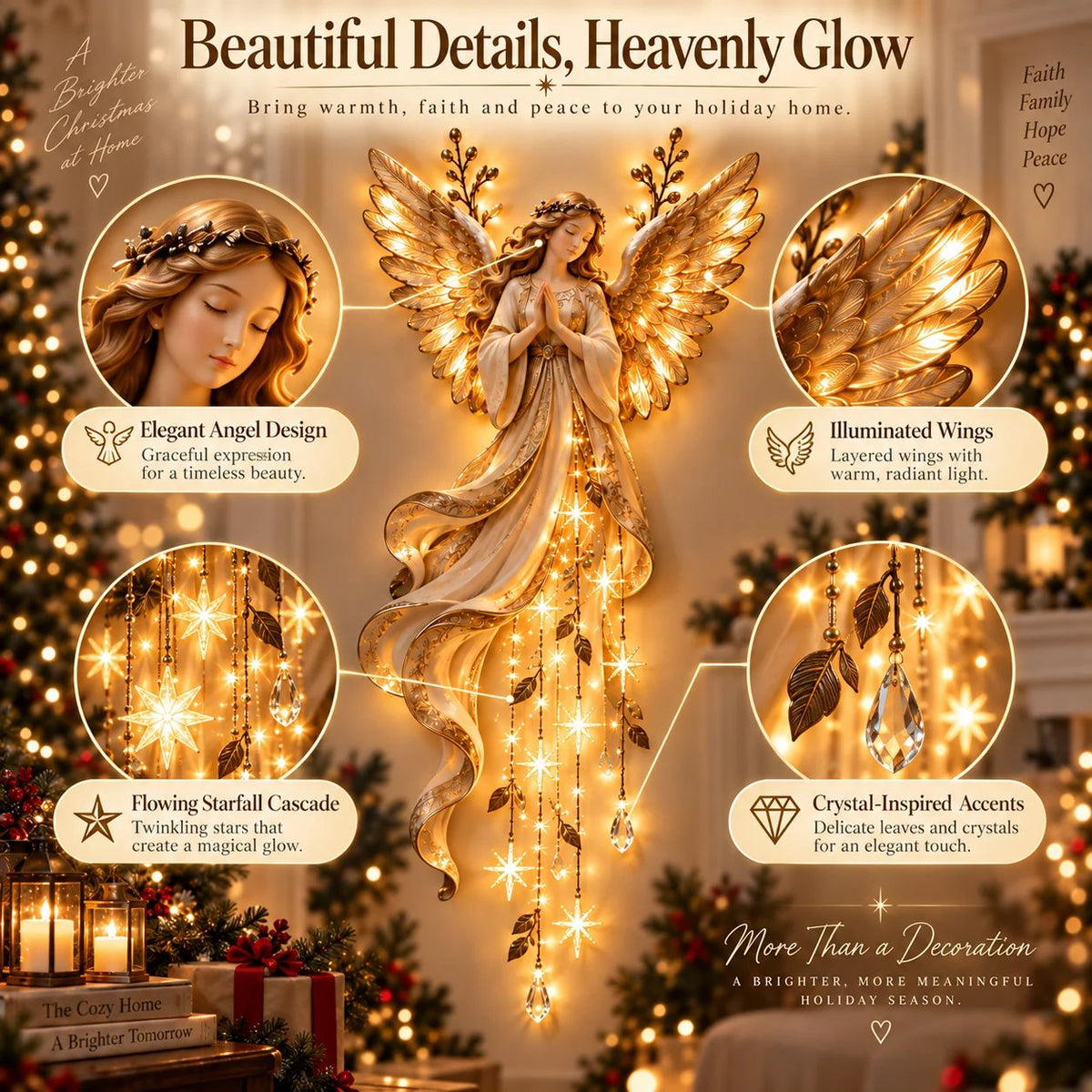 Guardian angel wings and cascading star details